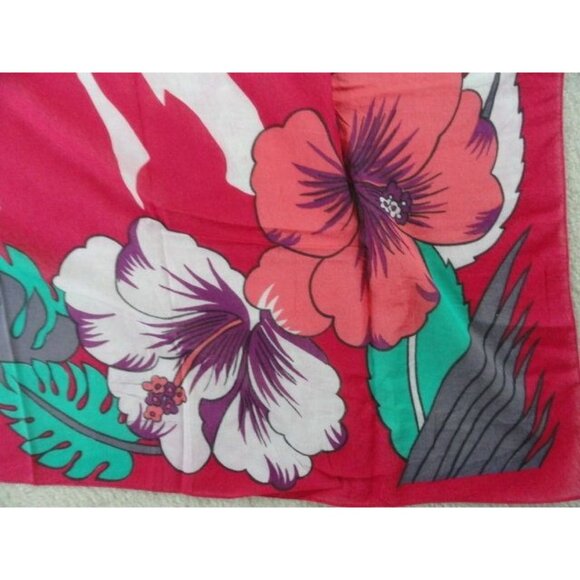1970’s Floral Oversize Scarf Shawl Wrap Red Purple Black Made in Italy Betmar - Picture 4 of 9
